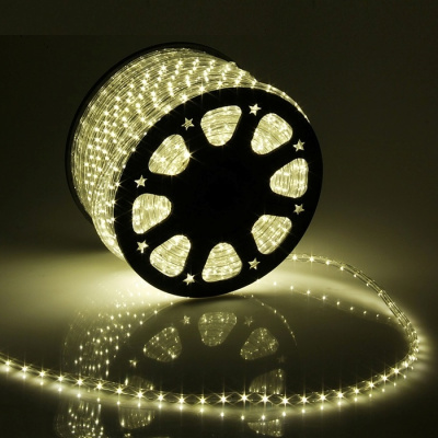 Дюралайт 13 мм, круглый, 100 м, фиксинг, 2W-LED/м-36-220V теплый белый