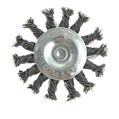 Щетка металлическая для дрели со шпилькой крученая 65 мм "плоская" TUNDRA